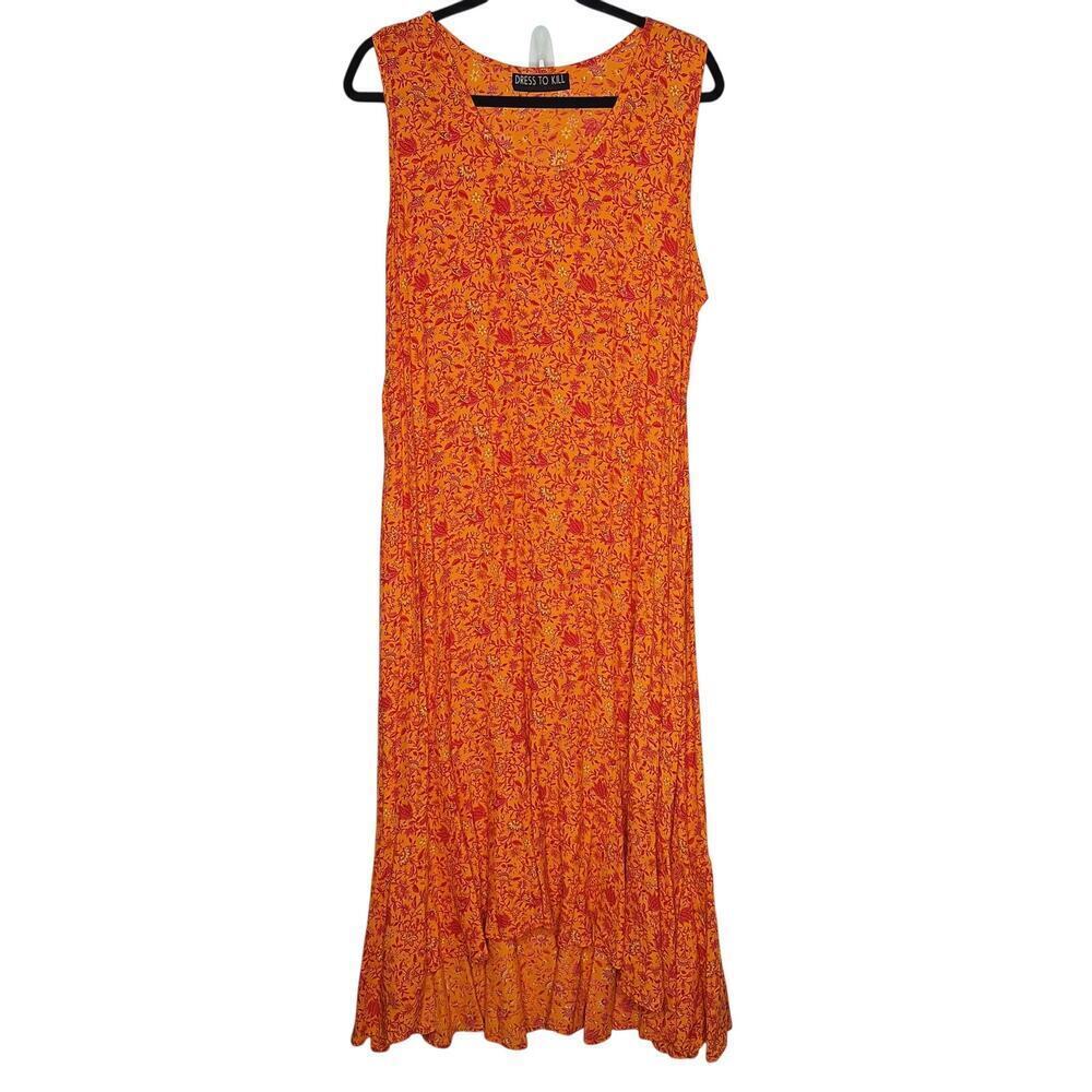 Dress To Kill Jane Mohr Maxi Ditsy Floral Maxi Dress 2 L/Xl Sleeveless High Low